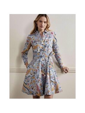 Boden kitty shirt dress dusty blue enchanting peacock size 6P boho